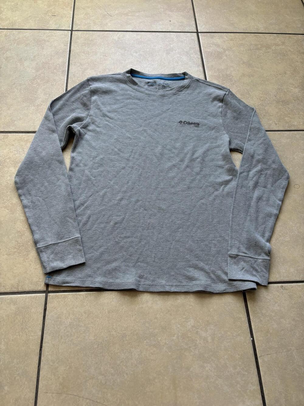 Columbia Shirt Mens Large Gray Thermal Knit Long Sleeve Base Layer Crewneck